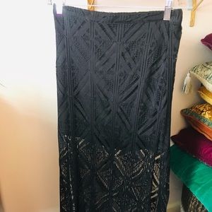 Crochet sexy sheer Maxi Skirt with Slit